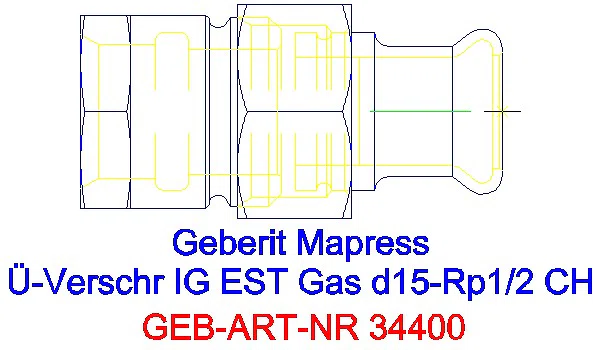 GE Mapress Edelstahl Übergangsverschr. mit IG (Gas) d15-Rp1/2_34400_G