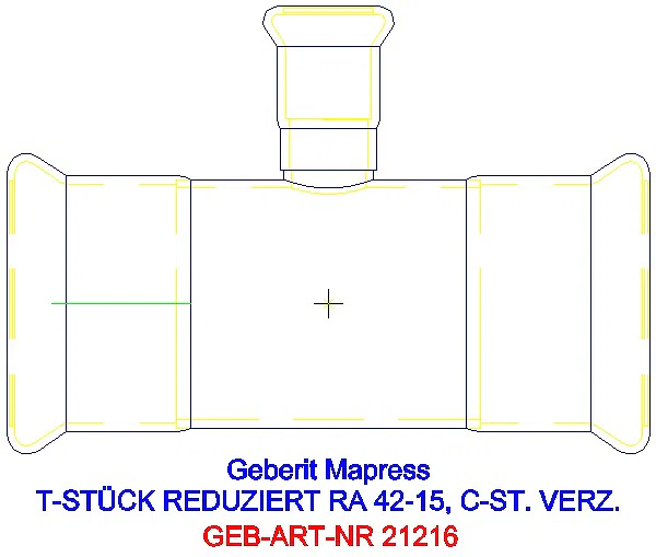 GE Mapress C-Stahl T-Stück reduziert d42-15-42 verzinkt_21216_A