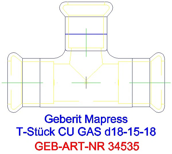 GE Mapress Kupfer T-Stück reduziert (Gas) d18-15-18_34535_A