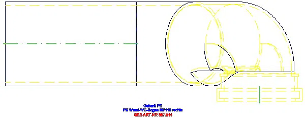GE PE Anschlussbogen 90Gr für Wand-WC rechts gekröpft mit Erweiterung d110/90_367.914.16.1_G
