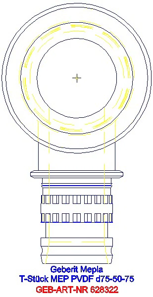 GE Mepla T-Stück reduziert PVDF d75-50-75_628.322.00.5_L