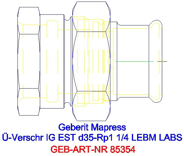 GE Mapress Edelstahl Übergangsverschr. mit IG ÜM ESt(LABS-frei) d35-Rp1 1/4_85354_A