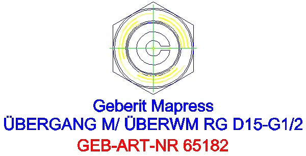 GE Mapress Kupfer Übergang mit Überwurfmutter Rg d15-G1/2_65182_L