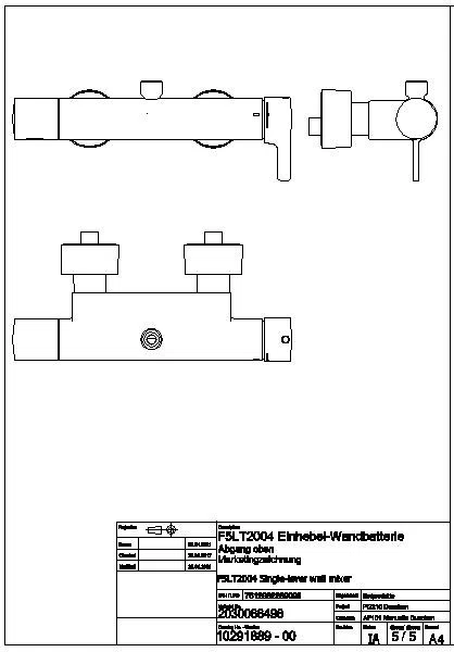 Thermostat-Wandbatterie, F5, EHM, für Bogen/Duschrohr, Hygieneeinheit, F5LT2004