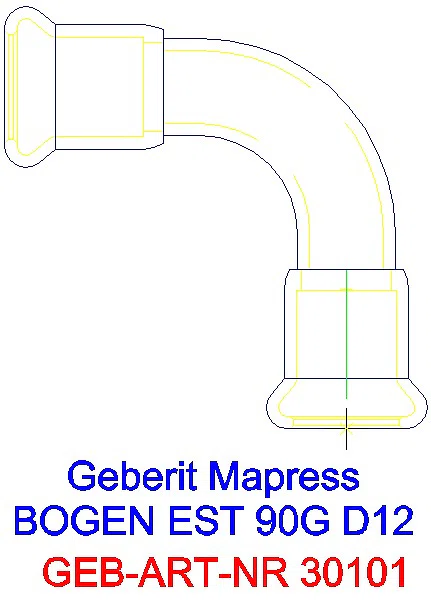 GE Mapress Edelstahl Bogen 90Gr d12_30101_A