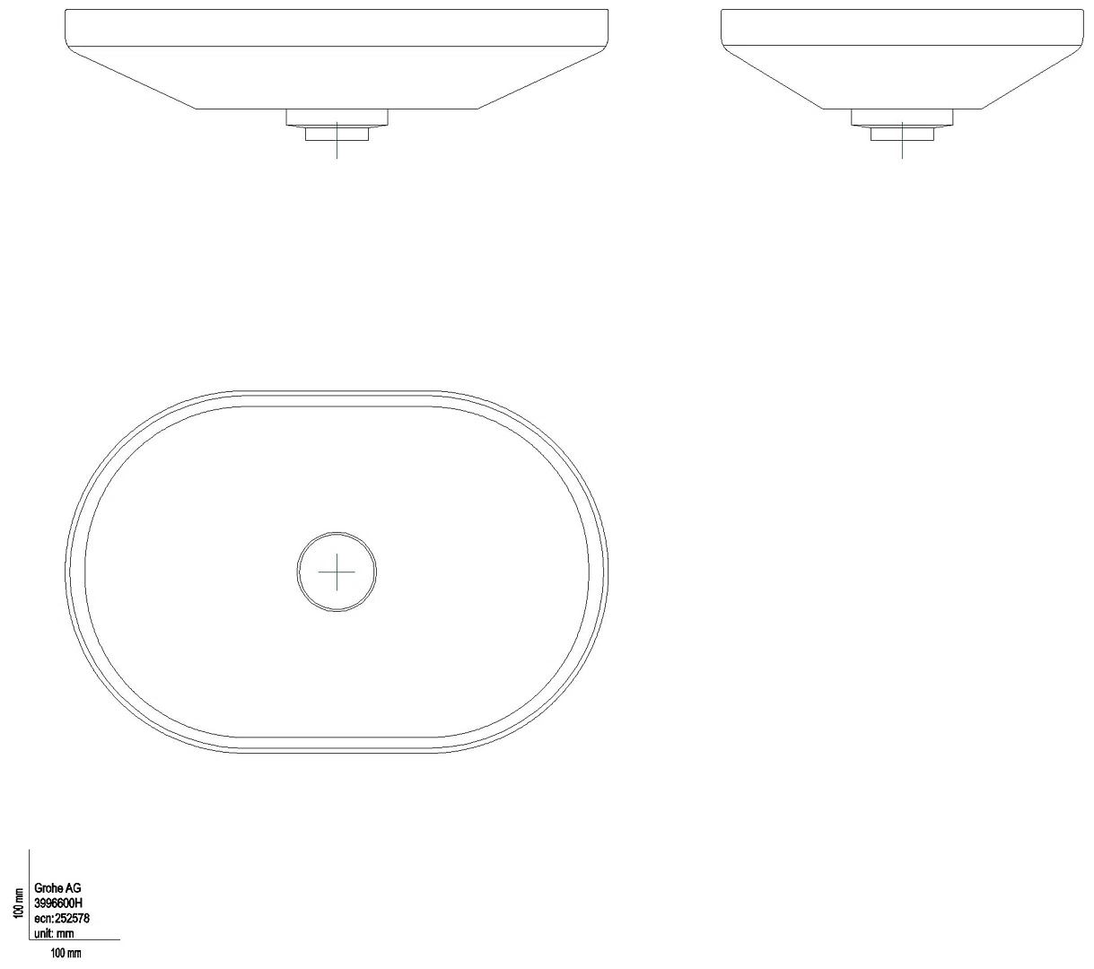GROHE Aufsatzschale Airio 39966 ohne Überlauf oval alpinweiss