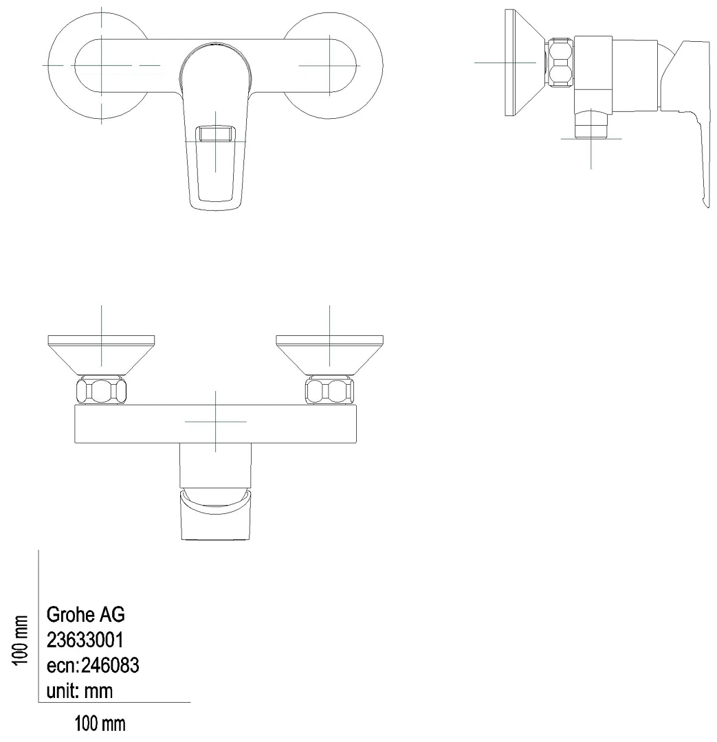 GROHE EH-Brausebatterie BauLoop 23633_1 Wandmontage eigensicher chrom