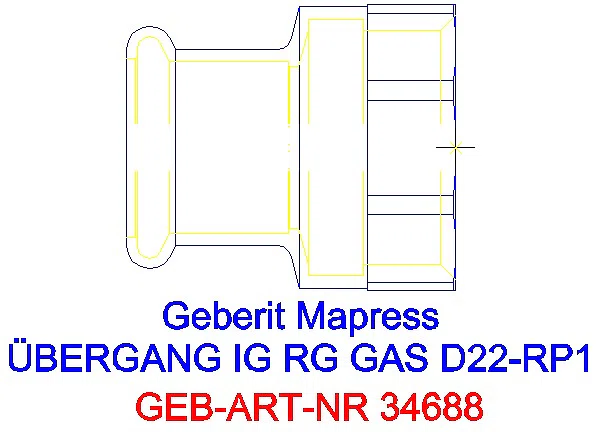 GE Mapress Kupfer Übergang mit IG (Gas) Rg d22-Rp1_34688_G