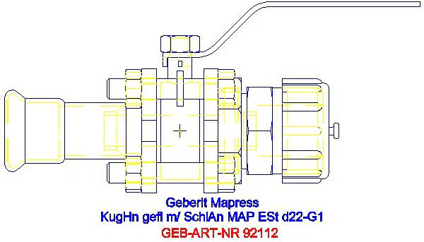 GE Mapress Kugelhahn NPW, mit Bet.-Hebel und Schlauchanschluss geflanscht d22_92112_A
