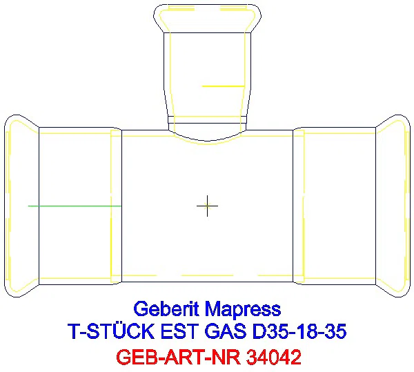 GE Mapress Edelstahl T-Stück reduziert (Gas) d35-18-35_34042_A