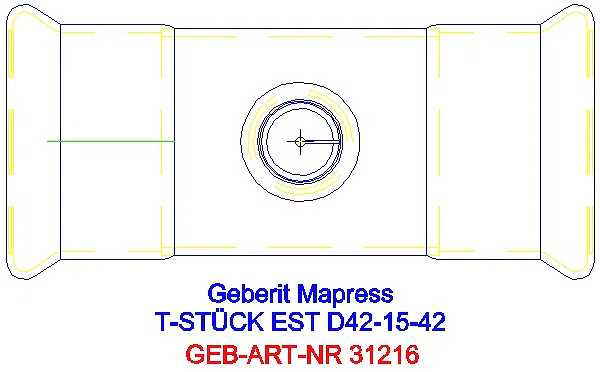 GE Mapress Edelstahl T-Stück reduziert d42-15-42_31216_G
