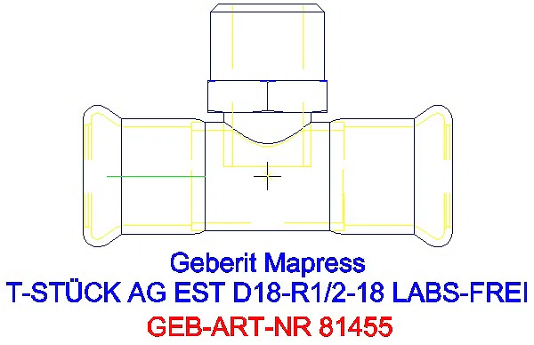 GE Mapress Edelstahl T-Stück mit AG (LABS-frei) d18-R1/2-18_81455_A