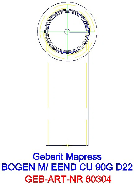 GE Mapress Kupfer Bogen 90Gr mit Einschubende d22_60304_L