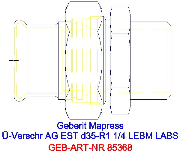 GE Mapress Edelstahl Übergangsverschr. mit AG ÜM ESt (LABS-frei) d35-R1 1/4_85368_A