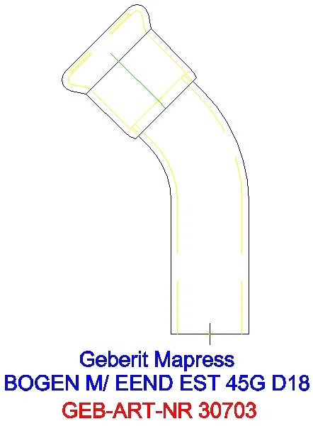 GE Mapress Edelstahl Bogen 45Gr d18 mit Einschubende_30703_A