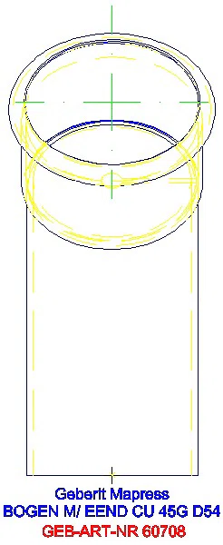 GE Mapress Kupfer Bogen 45Gr mit Einschubende d54_60708_L