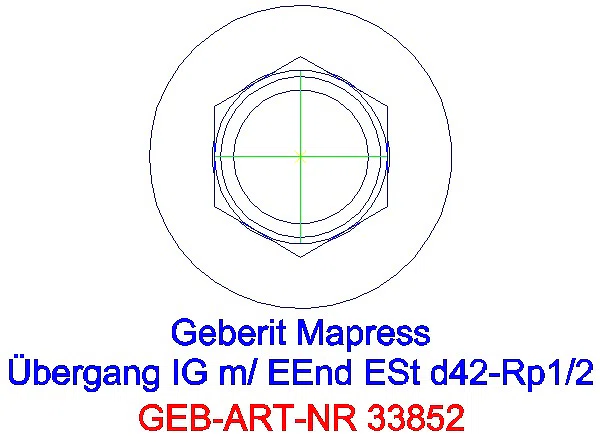 GE Mapress Edelstahl Übergang mit IG und Einschubende d42-Rp1/2_33852_L