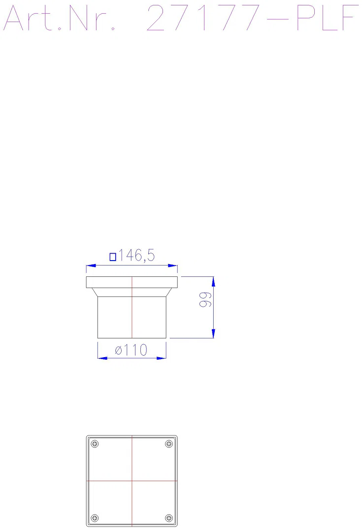 KESSEL-Reinigungsverschluss DN100, V2A, Abdeckpl. 150mm geschl.