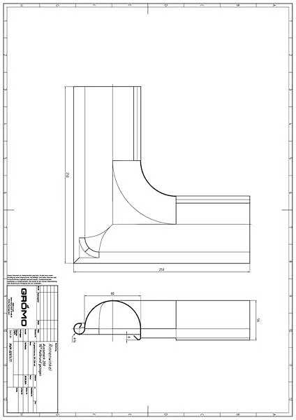 Kupfer Rinnenwinkel halbrund gezogen Außeneck 200, #Art.Nr. 60300