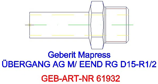 GE Mapress Kupfer Übergang mit AG und Einschubende Rg d15-R1/2_61932_G