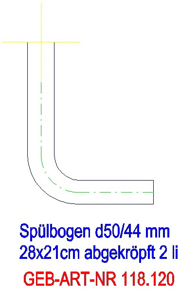 GE Spülbogen 90Gr 28x21 cm links gekröpft 2 cm weiß-alpin d50/44_118.120.11.1_L