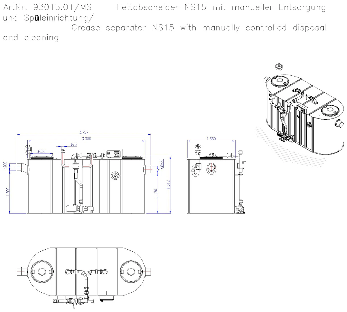 KESSEL-Fettabscheider EasyClean free NS 15, Mix & Pump