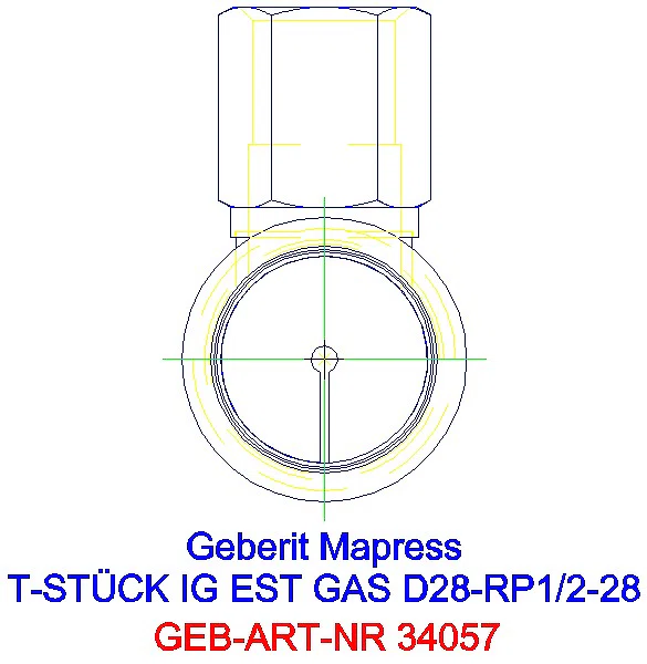 GE Mapress Edelstahl T-Stück mit IG (Gas) d28-Rp1/2-28_34057_L