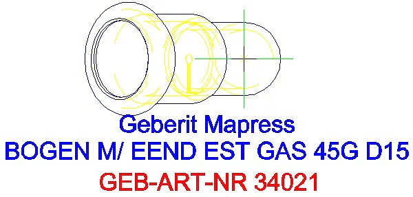 GE Mapress Edelstahl Bogen 45Gr d15 mit Einschubende (Gas)_34021_G