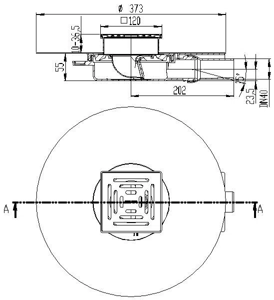 DALLMER Bodenablauf DallDrain Select Plan OM, DN 40, 120 x 120 mm