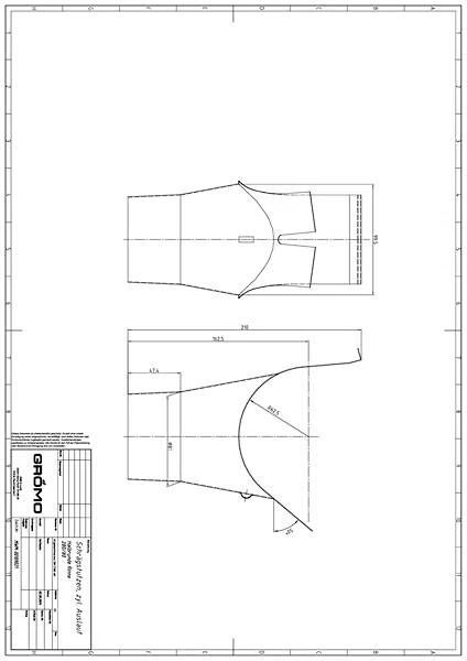 Kupfer Schrägstutzen 280/80 zylindrischer Auslauf, #Art.Nr. 60584