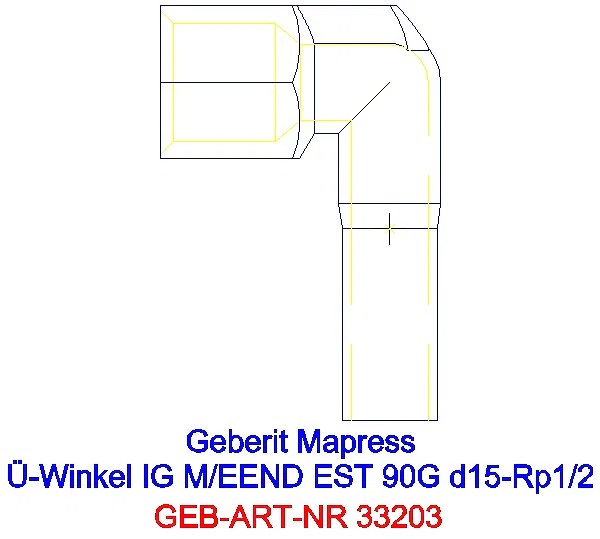 GE Mapress Edelstahl Übergangswinkel 90Gr mit IG und Einschubende d15-Rp1/2_33203_A