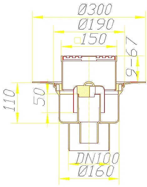 DALLMER Bodenablauf 61 HT/KE, DN 100, 150 x 150 mm