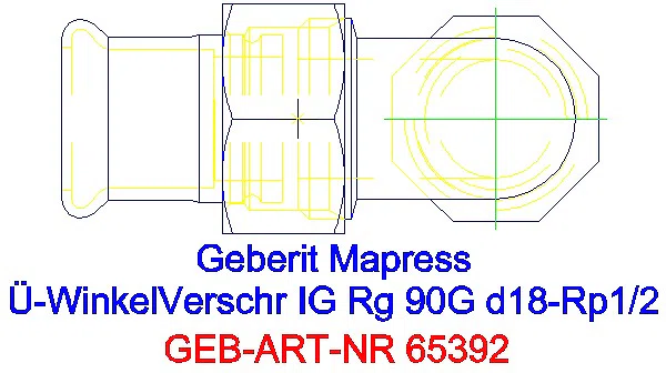 GE Mapress Kupfer Übergangswinkel- verschraubung 90Gr mit IG Rg d18-Rp1/2_65392_G