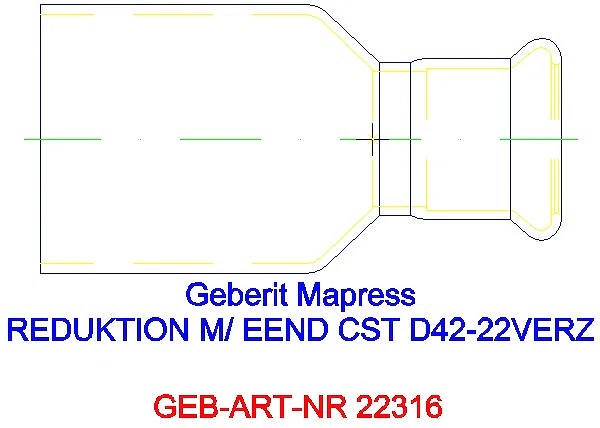GE Mapress C-Stahl Reduktion mit Einschubende d42-22 verzinkt_22316_L