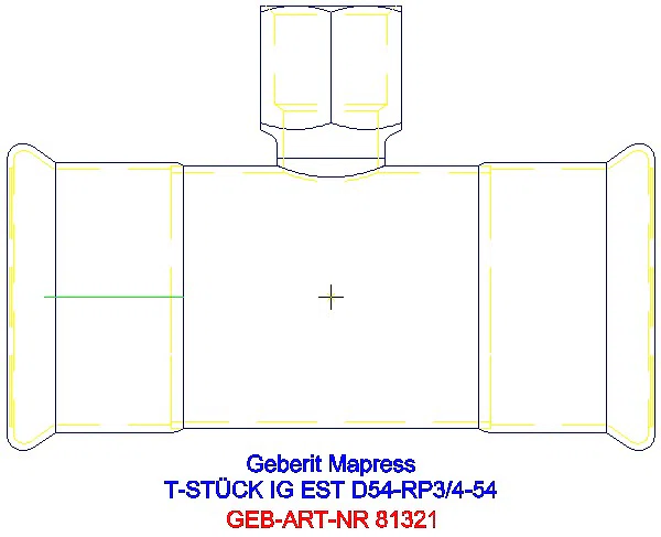 GE Mapress Edelstahl T-Stück mit IG (LABS-frei) d54-Rp3/4-54_81321_A