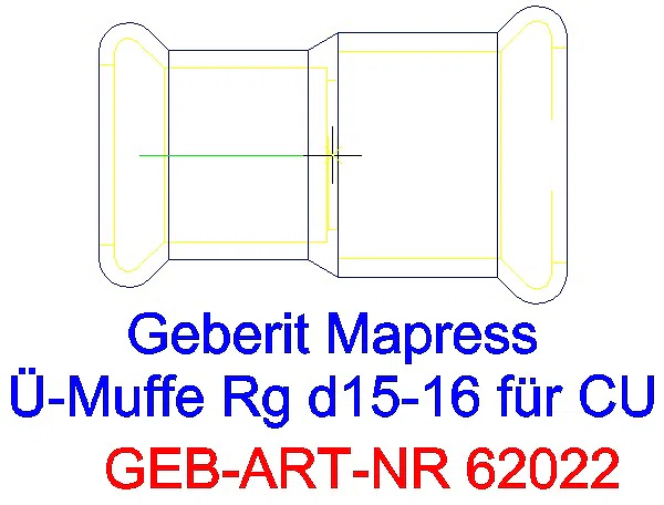 GE Mapress Kupfer Übergangsmuffe Rg d15-16_62022_G