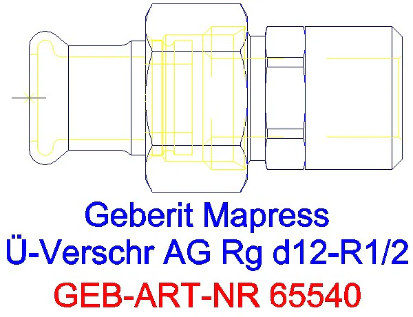 GE Mapress Kupfer Übergangsverschraubung mit AG Rg d12-R1/2_65540_A