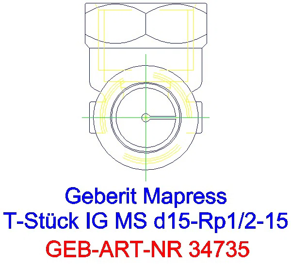 GE Mapress Kupfer T-Stück mit IG Gas d15-Rp1/2-15_34735_L