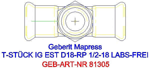 GE Mapress Edelstahl T-Stück mit IG (LABS-frei) d18-Rp1/2-18_81305_G