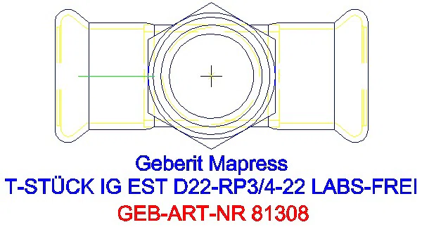 GE Mapress Edelstahl T-Stück mit IG (LABS-frei) d22-Rp3/4-22_81308_G