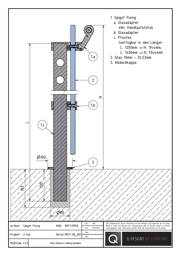 905X-001_d line_Spigot_Fixing_top_mount_DE