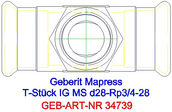 GE Mapress Kupfer T-Stück mit IG Gas d28-Rp3/4-28_34739_G