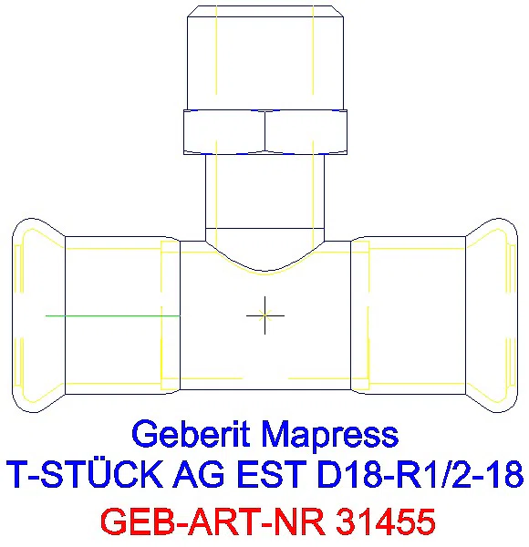 GE Mapress Edelstahl T-Stück mit AG d18-R1/2-18_31455_A