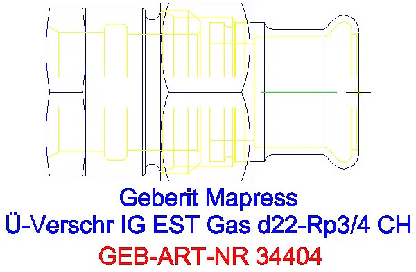 GE Mapress Edelstahl Übergangsverschr. mit IG (Gas) d22-Rp3/4_34404_G