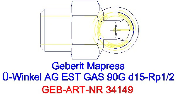 GE Mapress Edelstahl Übergangswinkel 90Gr mit AG (Gas) d15-R1/2_34149_G
