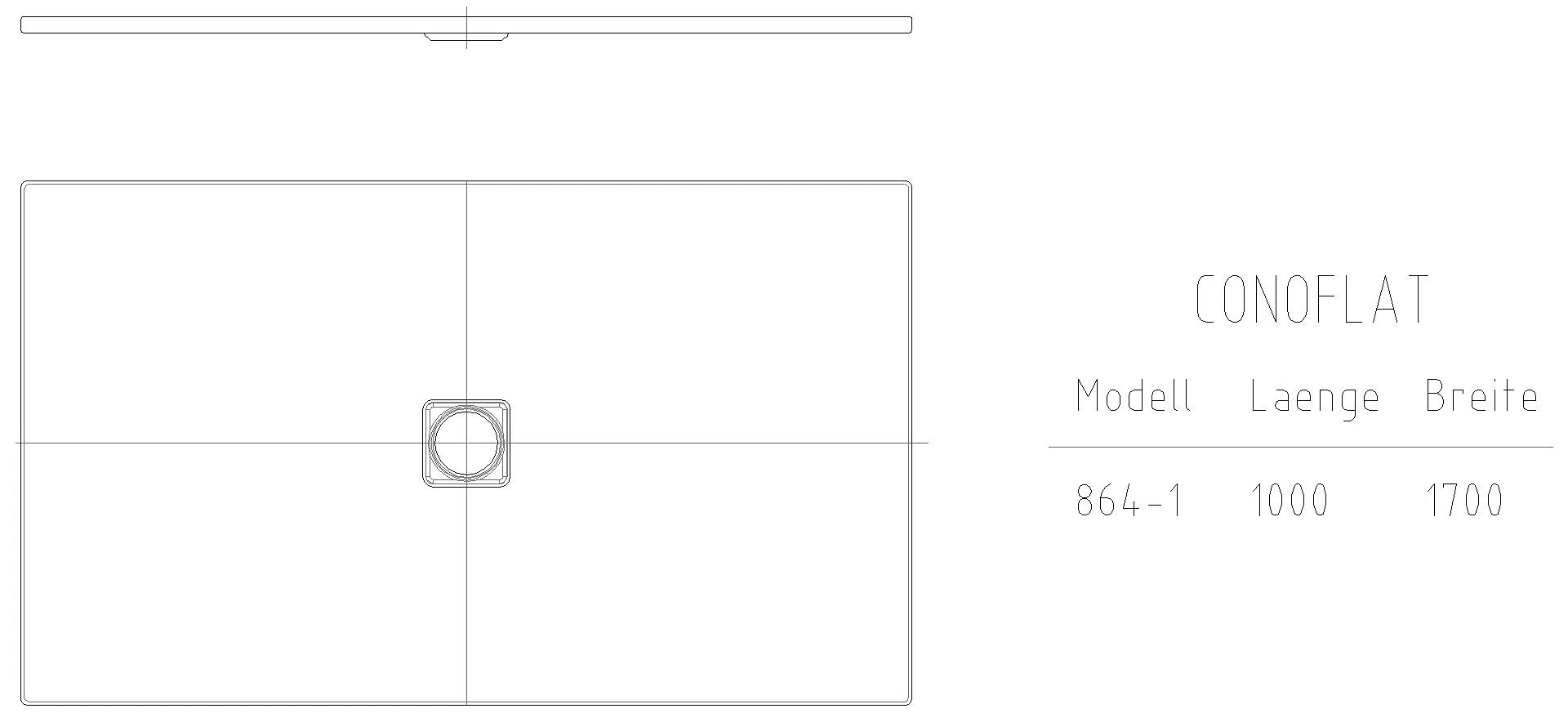 KALDEWEI CONOFLAT mit Wannenträger Duschfläche, 1000x1700x32 mm, Modell-Nr: 864-2