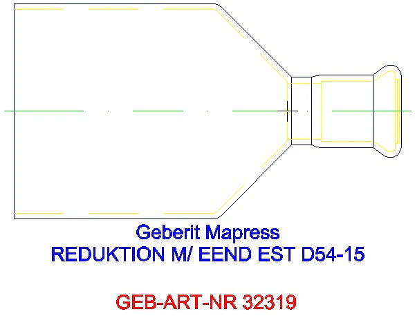 GE Mapress Edelstahl Reduktion mit Einschubende d54-15_32319_L