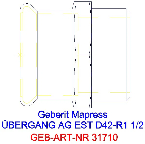 GE Mapress Edelstahl Übergang mit AG d42-R1 1/2_31710_A
