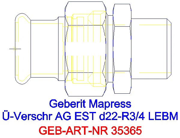 GE Mapress Edelstahl Übergangsverschr. mit AG ÜM aus ESt d22-R3/4_35365_A