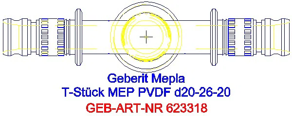 GE Mepla T-Stück reduziert PVDF d20-26-20_623.318.00.5_G